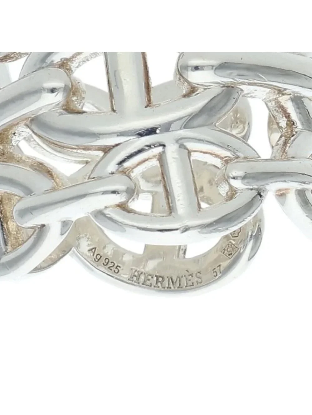 Hermes Chaine D'ancre Enchainee GM Silver Ring